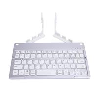 Plyisty Foldable Bluetooth Keyboard, Small Quiet Folding Portable Lightweight Travel Rechargeable Pocket-Sized Compact Keyboard with Stand for Laptops Tablet Phones (Silver White)