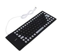 Plyisty Foldable Silicone Keyboard, USB Wired Rollup Keyboard, Portable Folding Flexible Silent, 85 Keys for PC Notebook Laptop, Slim Soft (Black)