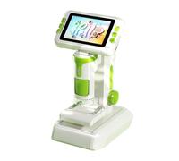 Plyisty Kids Microscope 1600X Digital Microscope for Handheld Portable Science Kit with 4 Inch 1080P Screen, with Blank Slides and Illustrated Manual