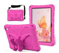 Plyisty Kids Tablet Case for Fire HD8 2022 2020 & HD8 Plus 2020 Release, EVA Hard Shell Shockproof Stand Cover with Butterfly Kickstand Handle for Toddlers (Rose Red)