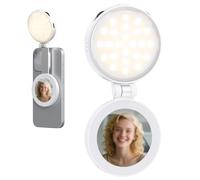 Plyisty Magnetic Selfie Light, 48 LED Phone Fill Lamp with Mirror, 3 Color Modes and 3 Brightness Levels, 180° Flip, 360° Rotation for Great Illumination (White)