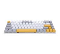 Plyisty Mechanical Gaming Keyboard, 68 Keys RGB Backlight Wired USB Blue Switch Compact 60 Percent Keyboard, with Ergonomic Design and Non Conflict Keys (Yellow Gray White)
