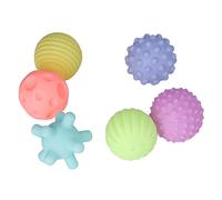 Plyisty Multicolor Textured Soft Flexible Balls Set for Babies for Hand Grasping Training, Visual Color Distinction, Squeaky Sound, Suitable for Playing at Home and on The Beach (Warm Color)