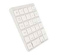 Plyisty Numeric Keypad, Wired or Dual Mode 28 Keys Numpad, Portable Financial Accounting Rechargeable Numeric Pad, for Laptop, PC, Desktop, Notebook (Silver White)