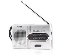 Plyisty Portable Mini AM/FM Radio with Telescopic Antenna, Built-In Speaker, Battery Operated, Silver