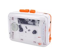 Plyisty Portable Transparent Retro Recorder, Cassette Player With FM Broadcasting, Recording, MP3 Converter, Built-in Microphone, Fast Forward, Rewind, 3.5mm Headphone Jack for Music (Orange)