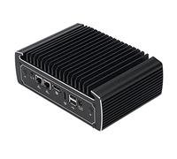 Plyisty Powerful Industrial PC 4G Storage 64G Memory Fanless Mini Desktop Computer Wide Compatibility for 11 for [Home Entertainment] Excellent Black Aluminum Alloy (UK Plug)