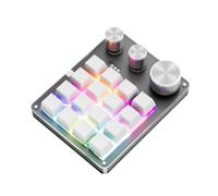 Plyisty Programmable Macro Keyboard, 16 Keys Wired Mechanical Gaming Keypad, 3 Custom Knob, Copy Paste Macro Pad with Red Switch (White)