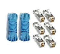 Plyisty Retractable Buckle Rope, 2 Ropes 6 Roller Tensioner Tie Down Rope Set for Camping, Canopy, Outdoor Gear