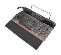 Plyisty Retro Mechanical Typewriter Keyboard, RGB Backlit Bluetooth 5.0 Keyboard with 84 Keys Round Keycaps, Wrist Rest, Blue Switches, for PC Laptop Phones
