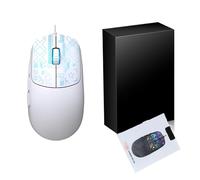 Plyisty RGB Gaming Mouse, 3600DPI Colorful Backlit 6 Key Matte Texture for PC Laptop, USB Wired Mouse with 4 Adjustable Speeds for Gaming Work (White)