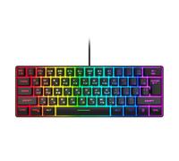 Plyisty Russian Mechanical Gaming Keyboard, 61 Key 60% Compact USB Wired Russian and English Keyboard, with RGB Light (Black)
