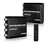 Plyisty SDI Multi-Viewer 4x1 Switcher, 4 Inputs to HDMI Output | Support 3G/HD-SDI 720P 1080P 4K30Hz,10 Display Modes, Quad Split, Plug & Play, with Remote Control