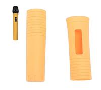 Plyisty Silicone Microphone Handle Sleeve for Wireless Mic, Non Slip Drop Proof Protective Cover, Anti Collision Grip Case for KTV Home Karaoke Stage Use (Orange)