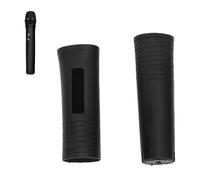 Plyisty Silicone Microphone Handle Sleeve for Wireless Mic, Non Slip Drop Proof Protective Cover, Anti Collision Grip Case for KTV Home Karaoke Stage Use (Black)