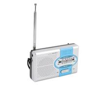 Plyisty Small Radios Portable AM FM, Battery Powered Transistor Radio, Built in Speaker, with 3.5mm Earphone Jack, for Travel Home Kitchen Use (Silver Blue)