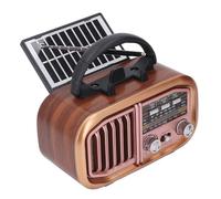 Plyisty Small Retro Vintage Radio, Bluetooth Portable AM/FM/SW Radio, Rechargeable Battery or Solar Operated, Supports TF Card, USB ()