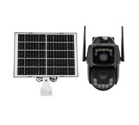 Plyisty Solar 4G Outdoor Security Camera, Human Detection Double Lens Wide Angle 3MP HD Camera, with APP for Home Farm, AI Human Recognition, Automatic Following (EU Version)