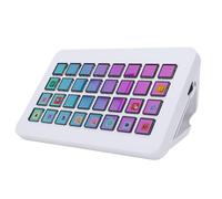 Plyisty Stream Control Deck 32 LCD Keys Programmable Studio Controller Macro Keyboard for Game Live Streaming Content Creators to Trigger Actions in OBS, YouTube, Twitch and More (White)