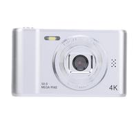 Plyisty Students Vloggers Digital Camera 50MP Dual Lens Self Adaptive Anti Shaking Compact Camera, 2.4 Inch Screen for Clear Photos and HD Videos (Silver)