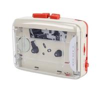 Plyisty Transparent Cassette Player, USB or AA Battery Powered, Built-in Microphone Recording, FM Radio, Stereo Tape Recorder with 3.5mm Headphone Jack, Fast Forward & Rewind (Red)