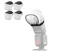 Plyisty Universal Flash Diffuser for Camera, Foldable Softbox Light Modifier with Silver Reflector. Elastic Portable Photography Accessory for Portraits and Weddings (4pcs)