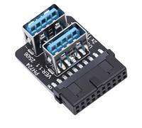 Plyisty USB 3.0 Front Panel Adapter, 19P 20P to Dual Type A Header 90 Degree Converter with High Speed Transfer 5Gbps, for Motherboard (PH724B)