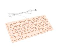 Plyisty USB Wired Bilingual Japanese English Keyboard | 78 Key Compact Computer Keyboard, Mute, Thin, for Gaming, Studying, Working, Pink