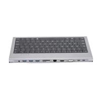 Plyisty Wired Keyboard with USB Hub, USB Docking Station 78 Keys Keyboard with HDMI/VGA/USB3.0 * 3/USB-C 100W PD/USB-C/1000Mbps RJ45/SD Card Card Slot/TF Card Slot/3.5mm AUX