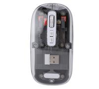 Plyisty Wireless Bluetooth Transparent Mouse, Portable Laptop Silent Rechargeable Mice with RGB Lights, 6 Buttons, 1600 DPI, for Libraries and Offices (Gray)
