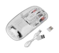 Plyisty Wireless Bluetooth Transparent Mouse, Portable Laptop Silent Rechargeable Mice with RGB Lights, 6 Buttons, 1600 DPI, for Libraries and Offices (White)