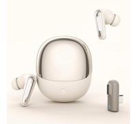 Plyisty Wireless Gaming Earbuds with ENC Mic, 2.4G Wireless/Bluetooth 5.4 Dual Mode Headphone, Low Latency, 3D Sound, for Phone, Laptop, Steam Deck, VR, PC (White)