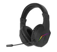 Plyisty Wireless Gaming Headset for PC, 2.4Ghz and Bluetooth 5.4, RGB Light, Noise Canceling Mic, Comfortable Ergonomic for All Day Gaming (Black)