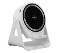 Plyisty Wireless Induction Speaker, Bluetooth Speaker with Phone Stand, Colorful Dynamic LED Ambient Light, 360° Adjustable Holder, 1200mAh Rechargeable (White)