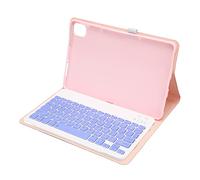 Plyisty Wireless Keyboard, 11 Inch Mini Ultrathin Tablet Phone PC Keyboard with Folio Smart Leather Protective Cover and 100mAh Battery for Pad 5 / Pro 5 (Pink)