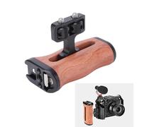 Plyisty Wooden Camera Side Handle, Left Or Right Camera Cage Rig Handle with 1/4" Screws, 1/4" Threads, Cold Shoe Side Up Down Adjustable Camera Handle Grip Universal