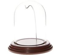 Plymor 3" x 4" Watch Glass Display Dome Cloche, Walnut Base / Silver Wire, Modern