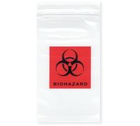 Plymor 3" x 5" (Pack of 100), 2 Mil Biohazard Zipper Reclosable Bags