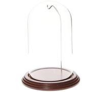 Plymor 4" x 7" Watch/Ornament Glass Display Dome Cloche (Walnut Veneer Base & Silver Wire)