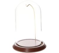 Plymor 4" x 7" Watch/Ornament Glass Display Dome, Walnut Base / Gold Wire, 4" x 7", Modern