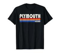 Plymouth England Retro 70s 80s Style Value Graphic T-Shirt, Men, Black, XL