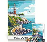 Plymouth Lighthouse 1000 Pieces Jigsaw Puzzles for Teenagers Solid Logic Toy Peaceful Fun Precision Cut Amazing Present (50x75cm)