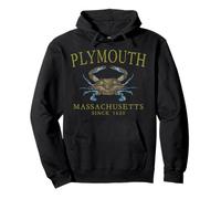 Plymouth Massachusetts Crab Since 1620 Olive Letters Pullover Hoodie