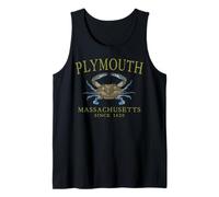 Plymouth Massachusetts Crab Since 1620 Olive Letters Tank Top