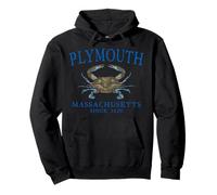 Plymouth Massachusetts Crab Town Since 1620 Blue Letters Pullover Hoodie