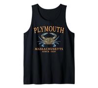 Plymouth Massachusetts Crab Town Since 1620 Orange Letters Tank Top