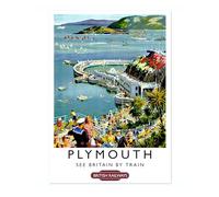 Plymouth Print, British Railways Poster, Vintage UK Wall Art, Framed Retro Decor, Gift Idea, Archival Matte, A5 (Print Only) - 21x14.8cm