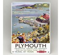 PLYMOUTH SEASIDE BEACH RAILWAY POSTER METAL SIGN BRITISH RAIL TRAVEL VINTAGE 8x12 inches Metal Sign