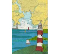 Plymouth Sound Devon A6 pocket notebook journal - coastal nautical designs sewn onto old sea charts maps | 120 lined pages