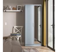 Plymouth Tall Mirror Wardrobe Light Blue 2 Doors 1 Shelf 74cm